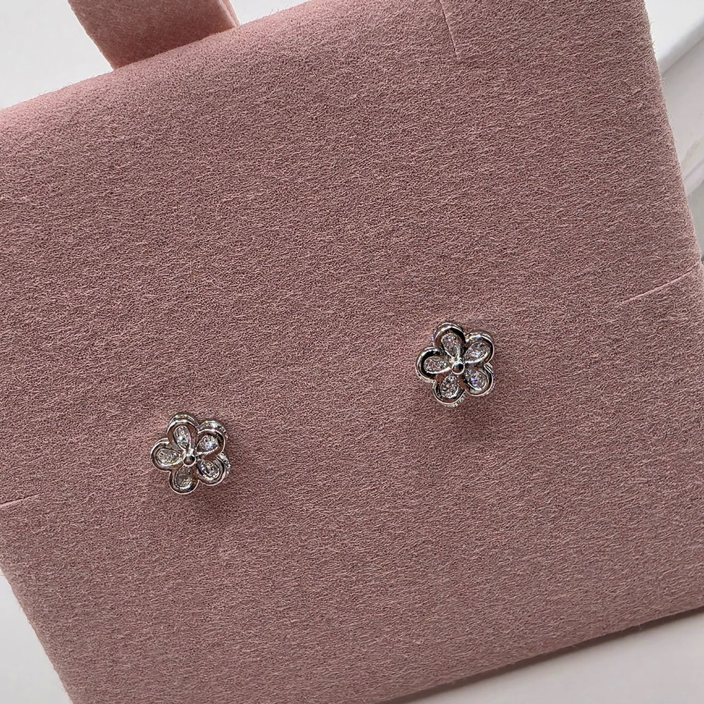 Pendientes Flor Plateados