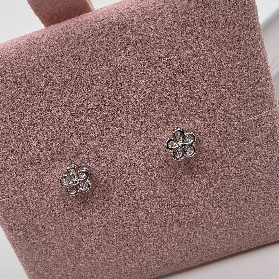 Pendientes Flor Plateados