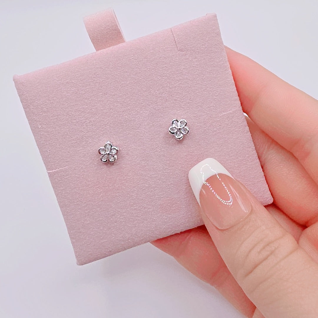 Pendientes Flor Plateados