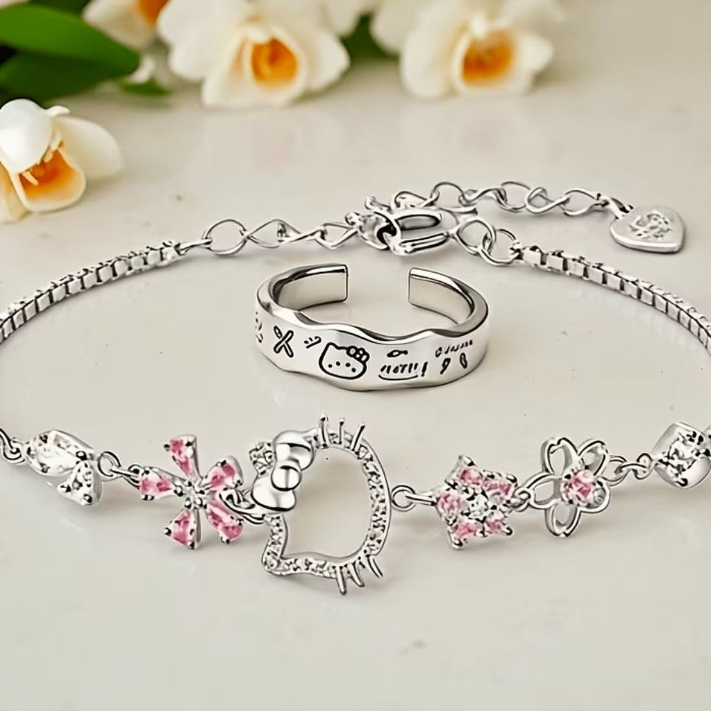 Conjunto Pulsera y Anillo hello kitty